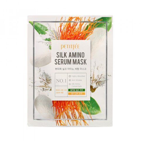 Маска для обличчя з протеїнами шовку PETITFEE Silk Amino Serum Mask 25g Petee00002 фото