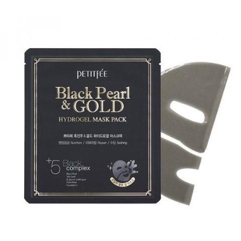 Гідрогелева маска з золотом і чорними перлами PETITFEE Black Pearl & Gold Hydrogel Mask Pack Petee00008 фото